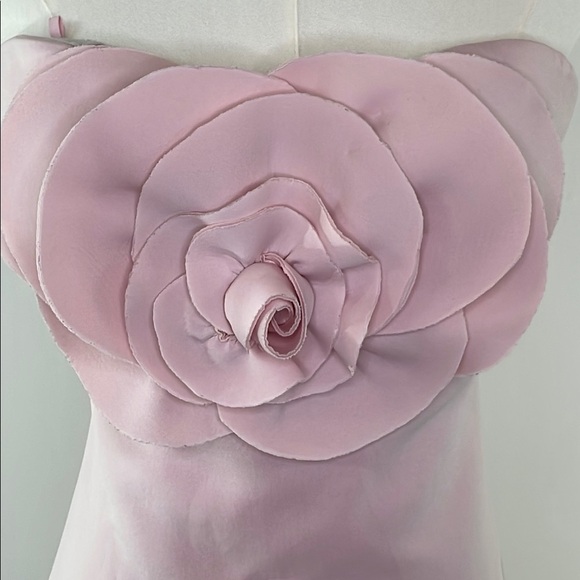 Badgley Mischka Rosette Scuba Strapless Gown, 8 - Picture 6 of 16